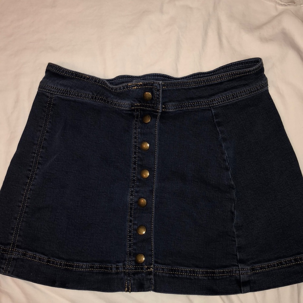 Free People denim skirt with gold buttons